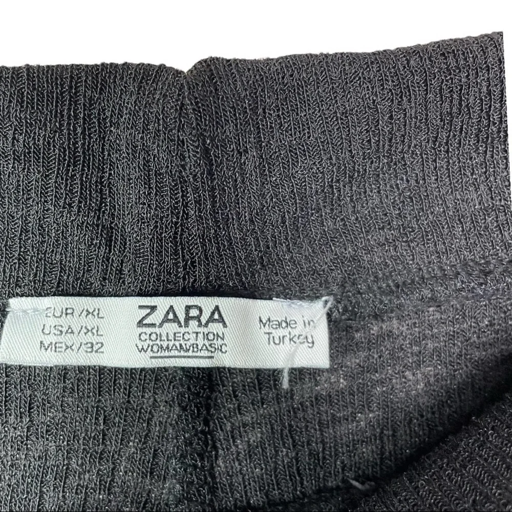 Zara Soft knit semi Sheer pull on wide leg black pants size XL extra large VGUC - Picture 10 of 16